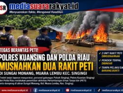Operasi Gabungan Berhasil Tertibkan Aktivitas PETI di Sungai Monang, Dua Rakit Dimusnahkan